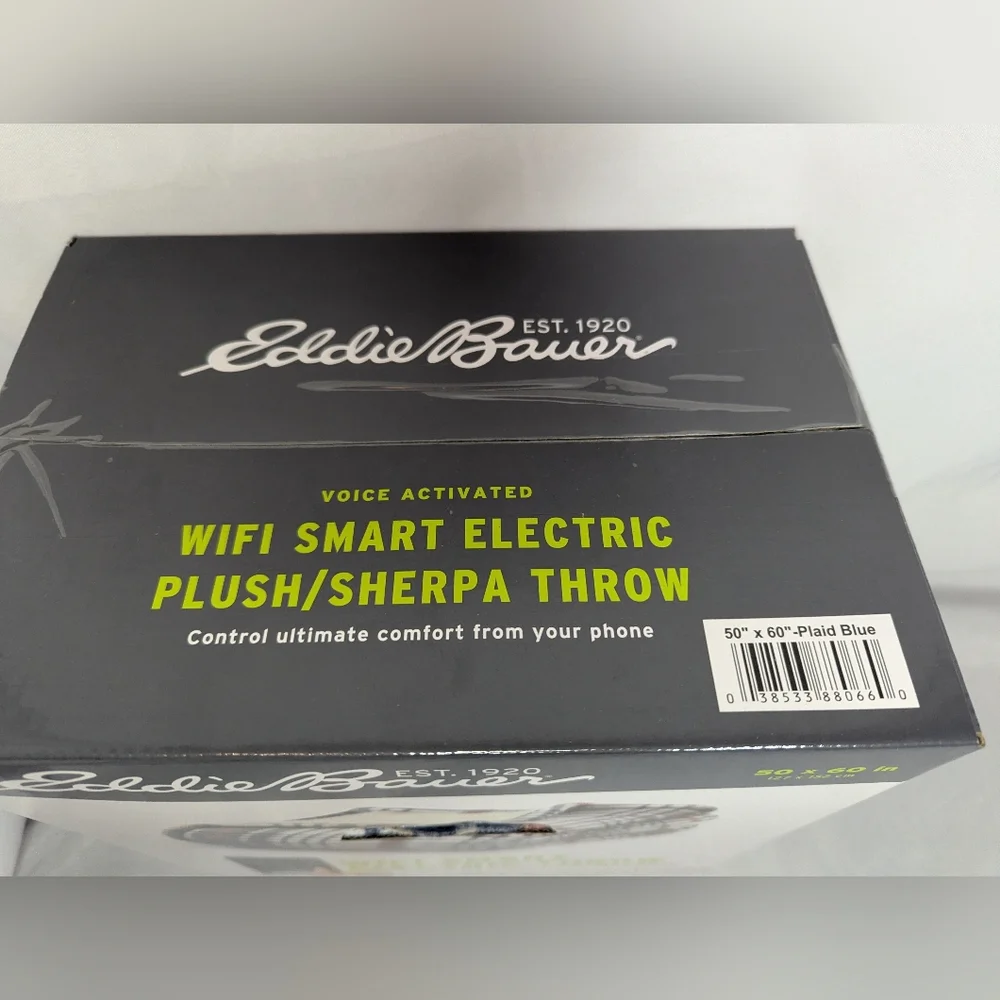 Eddie Bauer Voice Activated WiFi Smart Electric Sherpa Plaid Throw Blanket - NEW